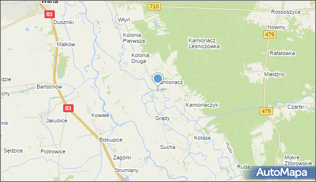 mapa Kamionacz Poduchowny, Kamionacz Poduchowny na mapie Targeo